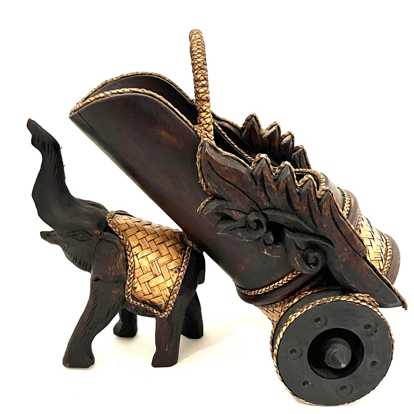 ゾウ木彫りワインラック ハンドメイド ストレージ車