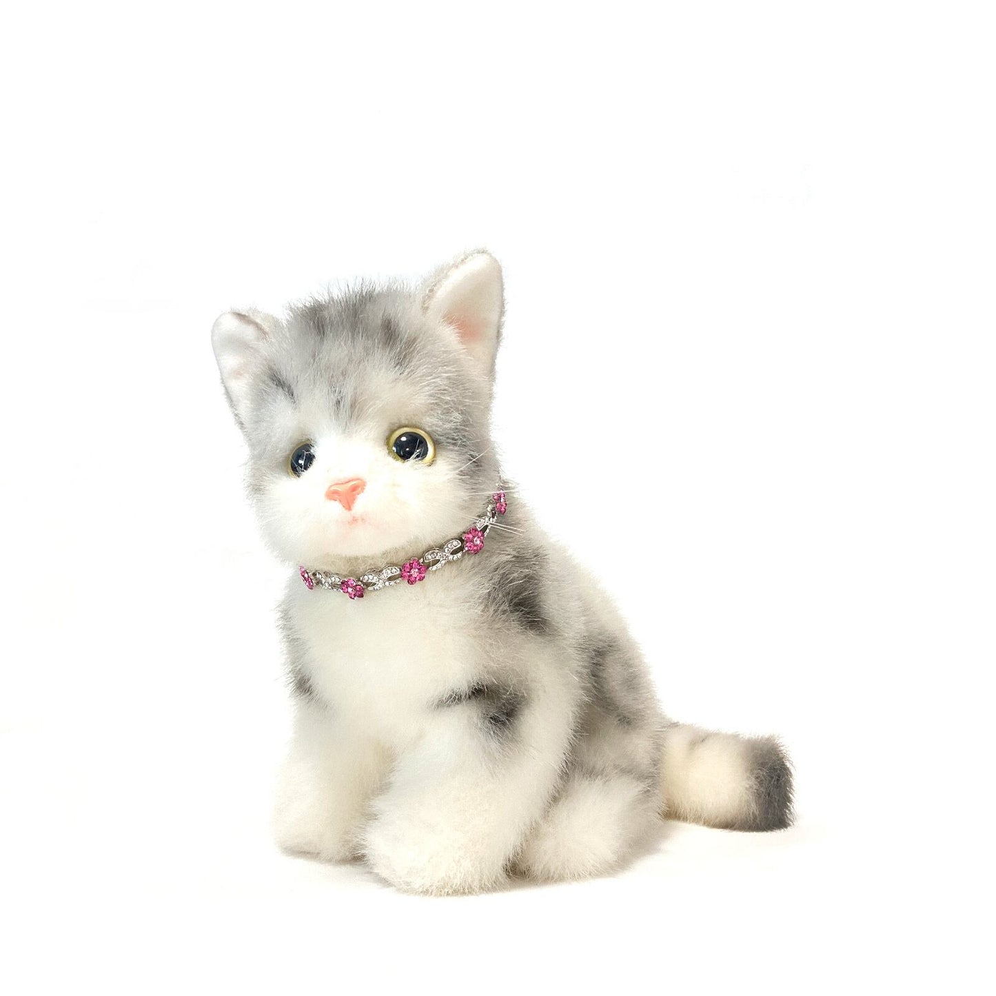 ペットアクセサリー 超小型犬 子犬 子猫 シルバー×ピンク お花