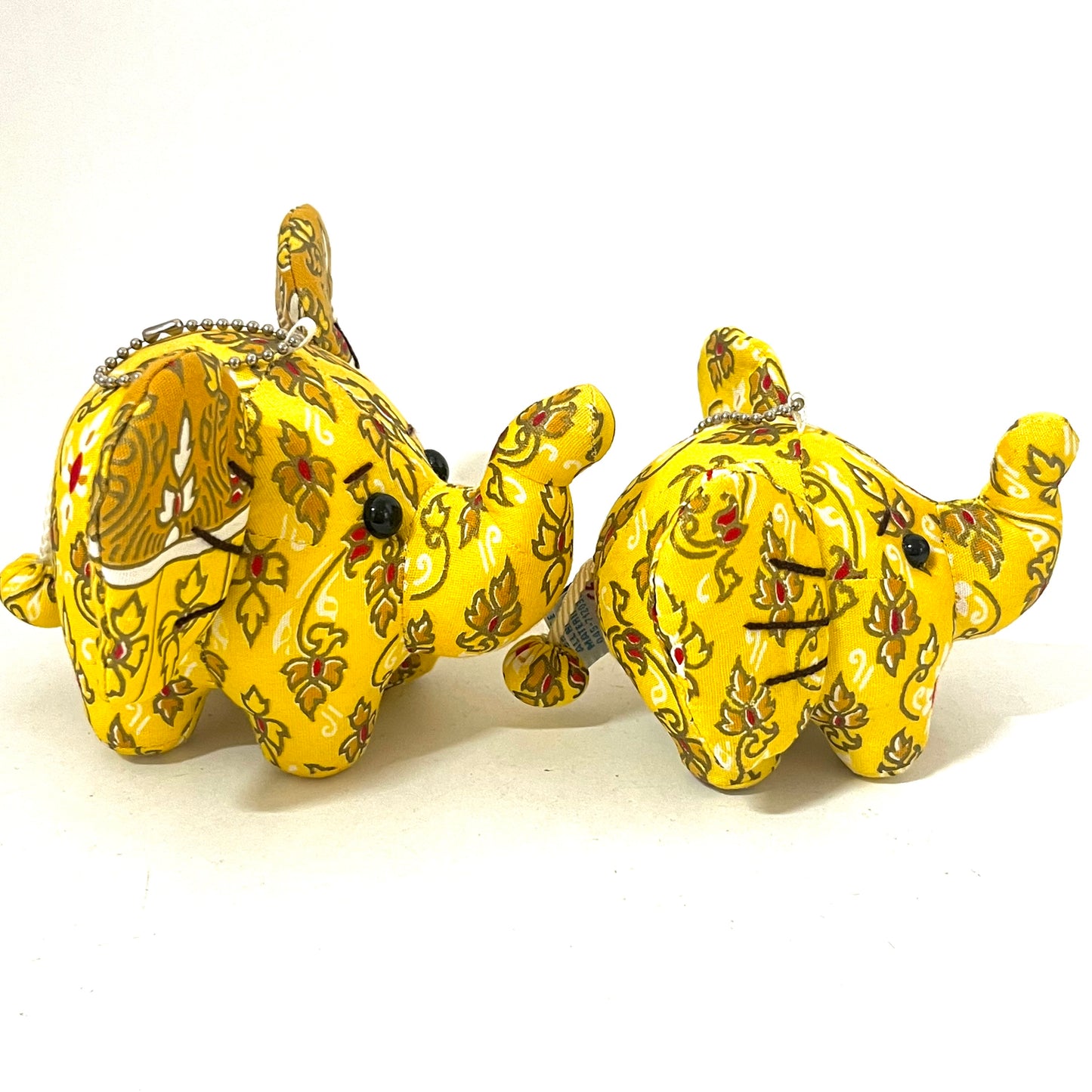 ゾウの親子マスコットキーホルダー 2体セット ハンドメイド イエロー