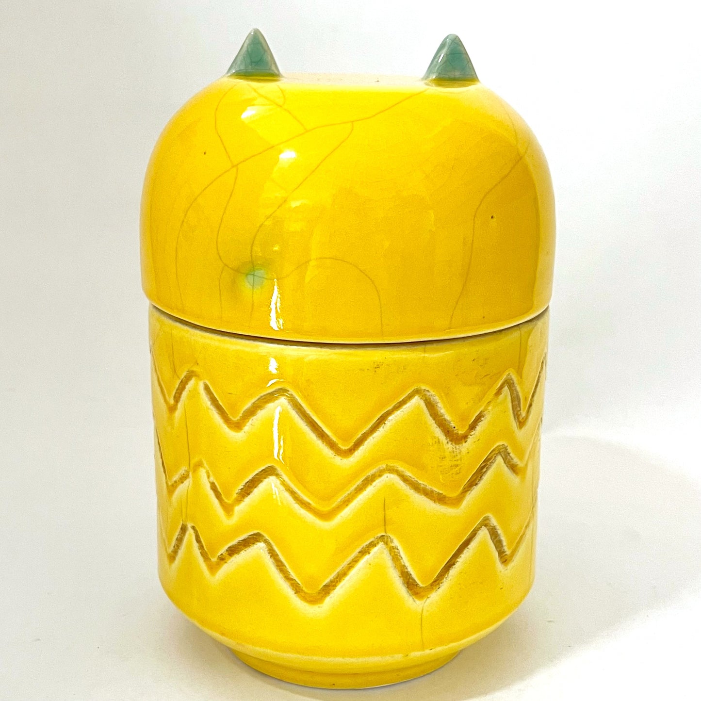 フクロウ蓋つき小物入れ アジアン陶器