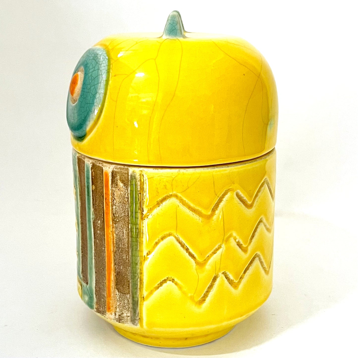 フクロウ蓋つき小物入れ アジアン陶器