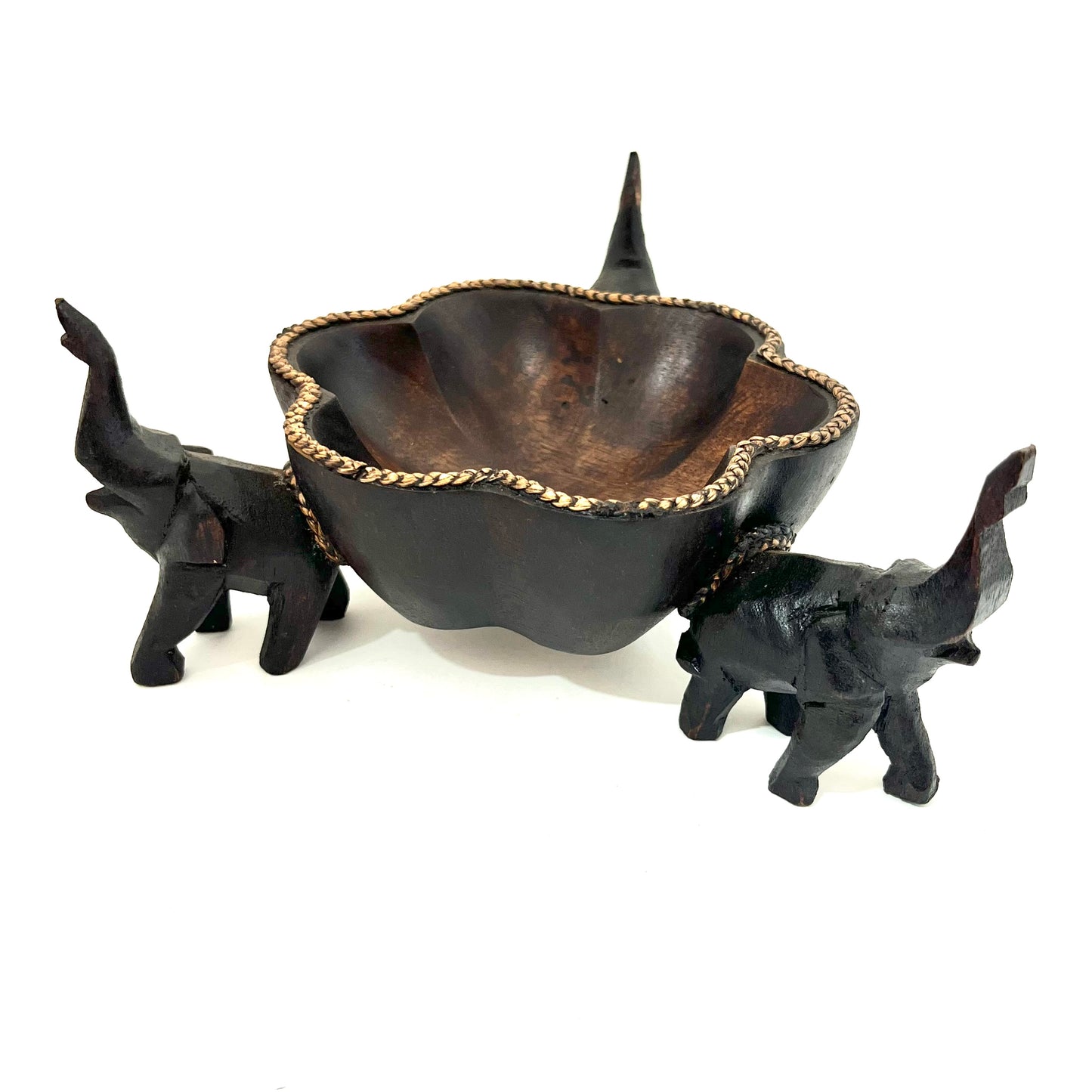 ゾウ木彫りオブジェクト(小) ハンドメイド フラワーウッド