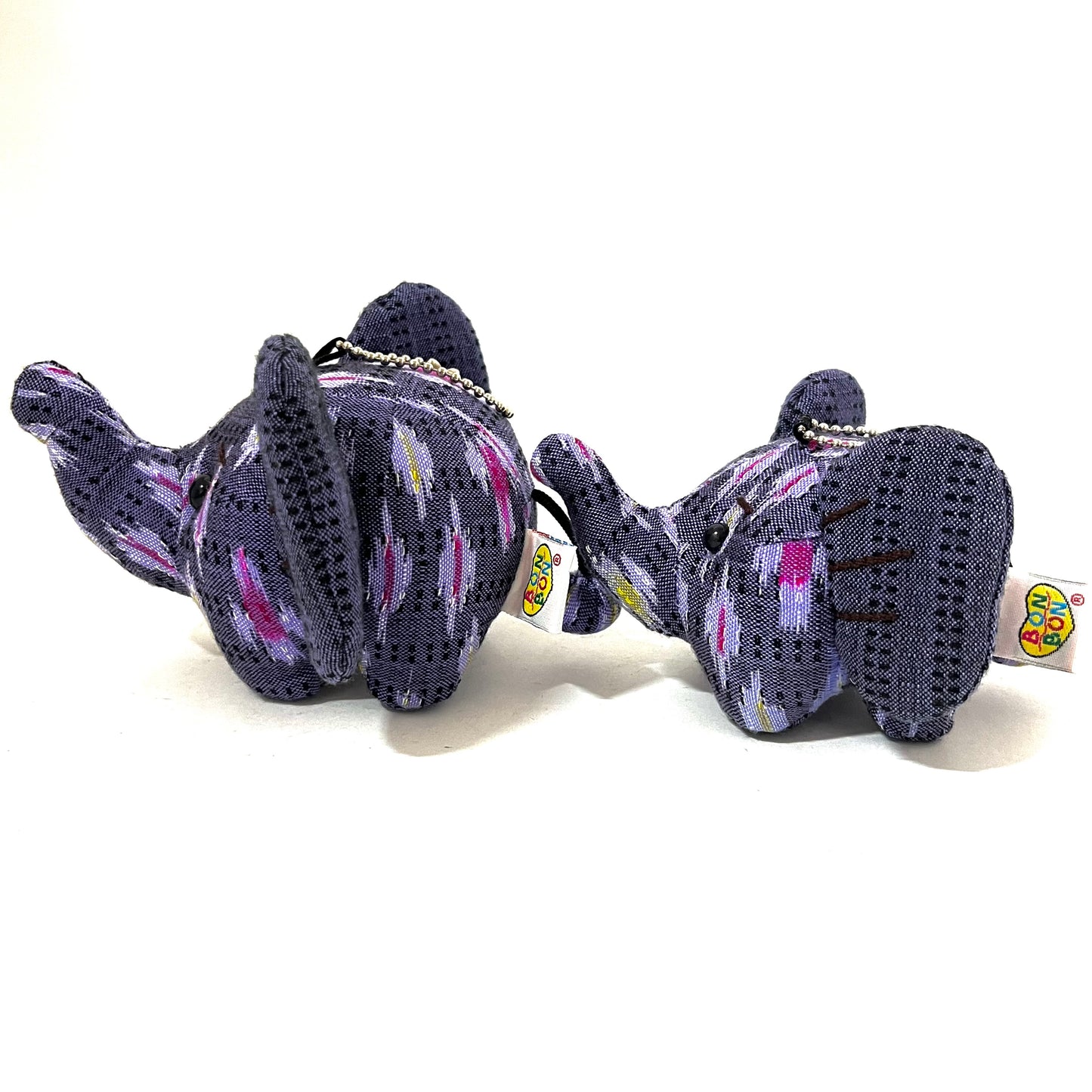 ゾウの親子マスコットキーホルダー 2体セット ハンドメイド グレー
