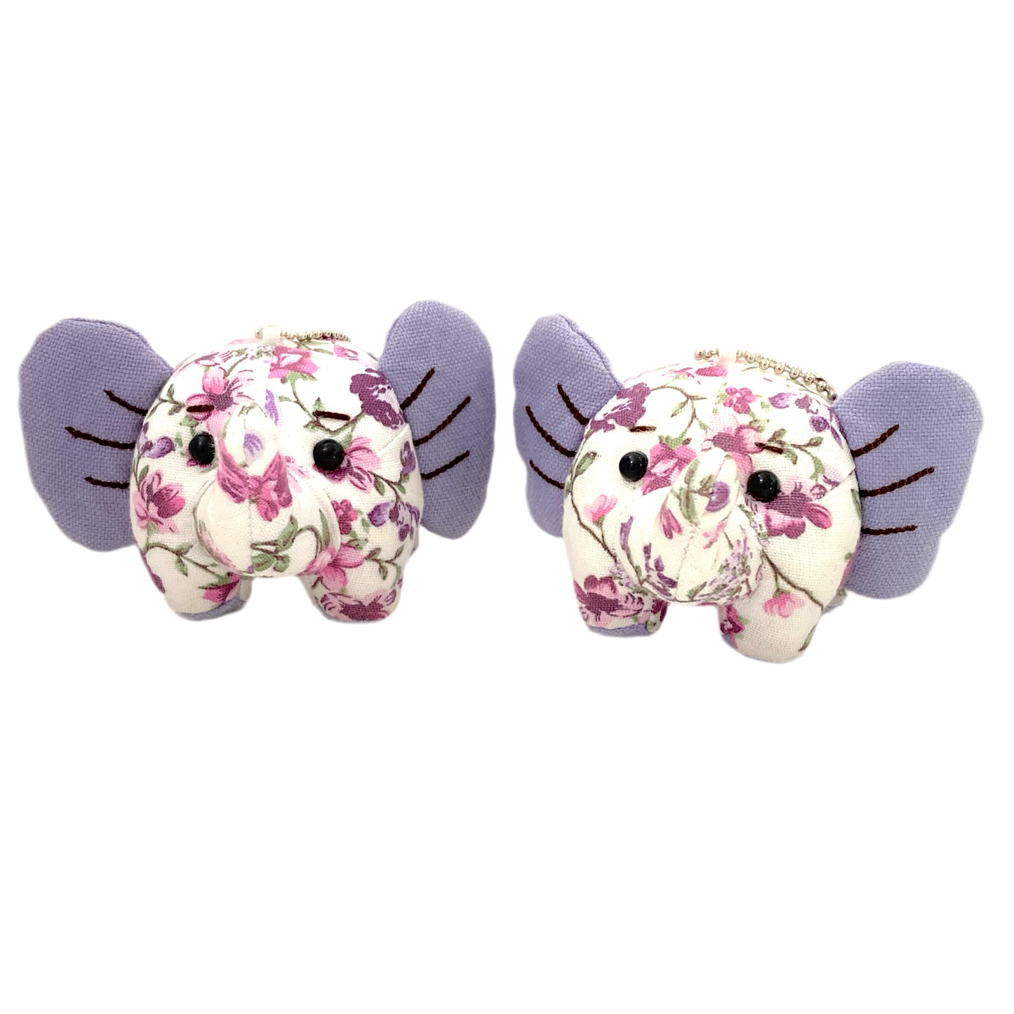 ゾウのマスコットキーホルダー(小) 2体セット ハンドメイド 花柄