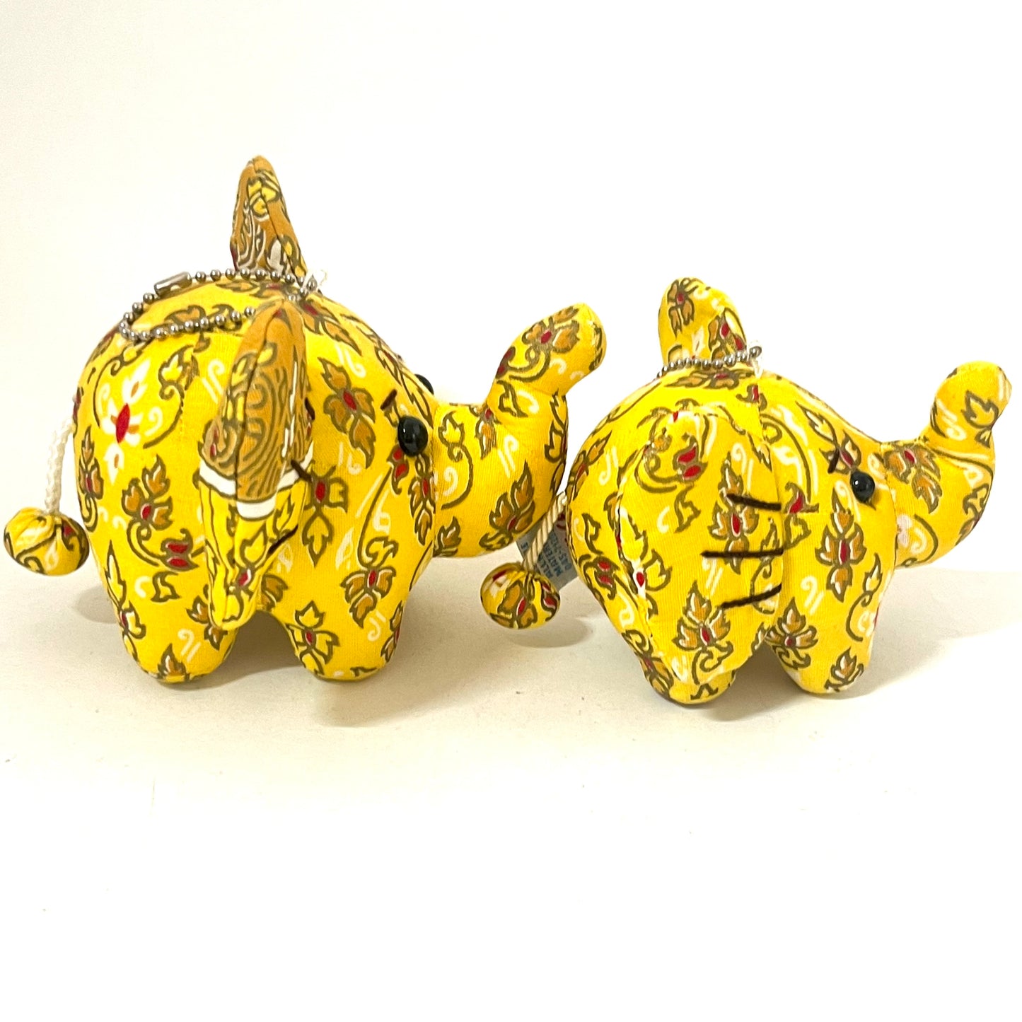 ゾウの親子マスコットキーホルダー 2体セット ハンドメイド イエロー