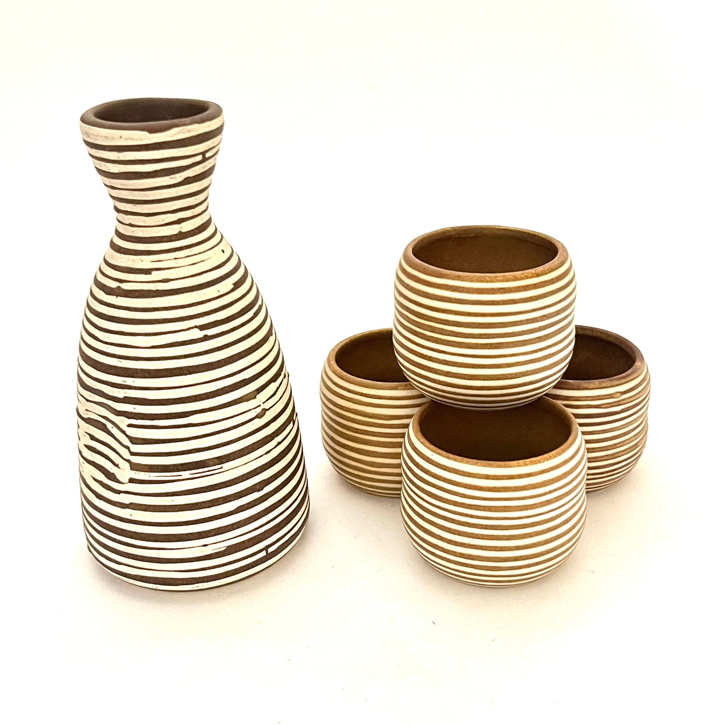 とっくりおちょこ酒器セット おちょこ4個 ブラウン