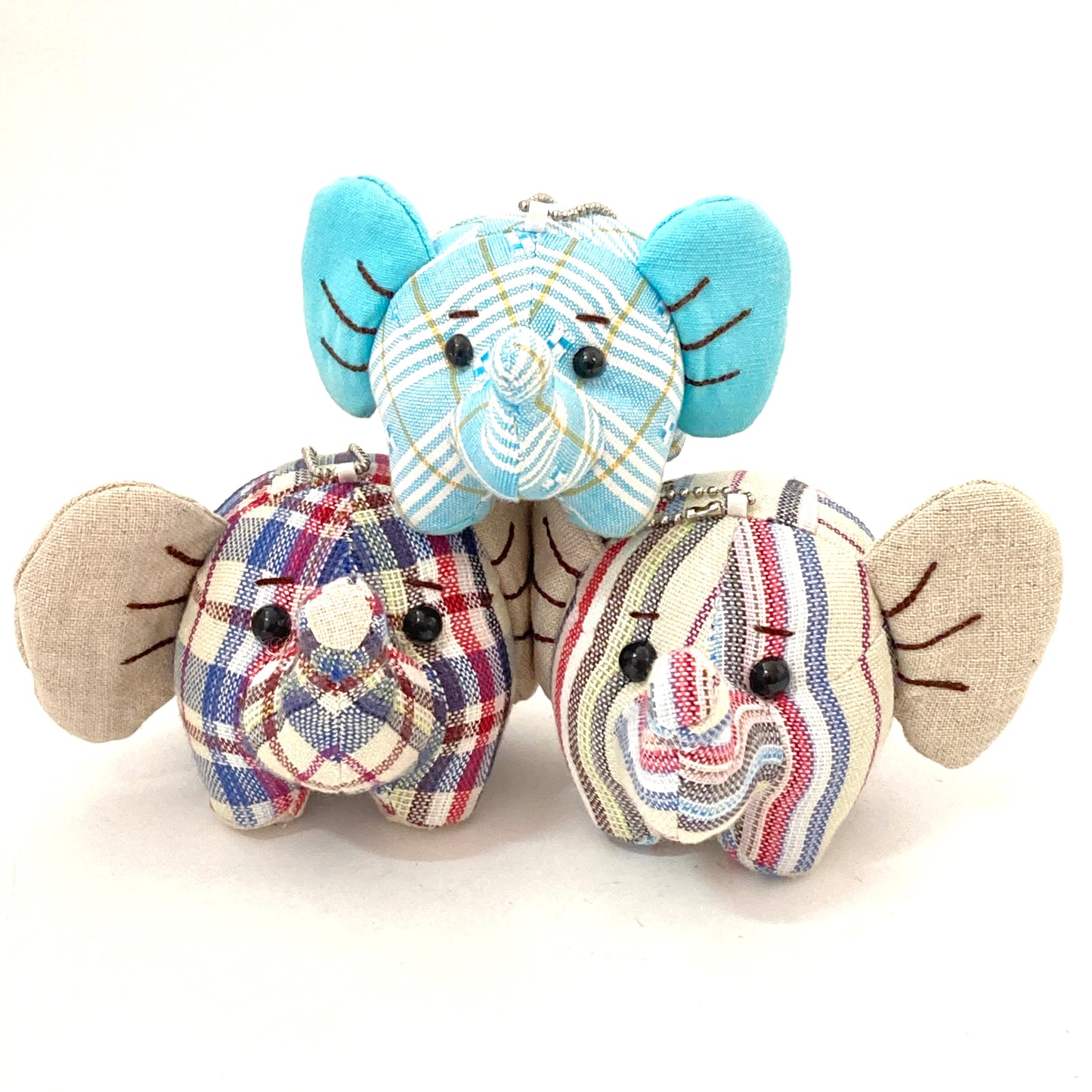 ゾウ親子マスコットキーホルダー 3体セット ハンドメイド