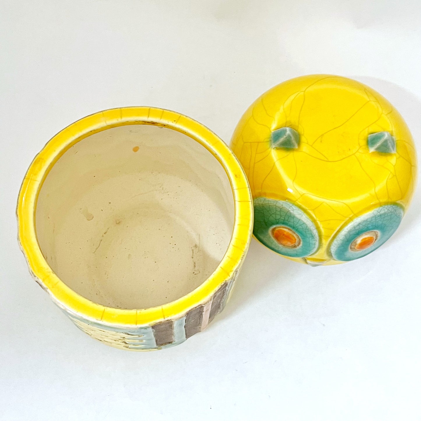 フクロウ蓋つき小物入れ アジアン陶器