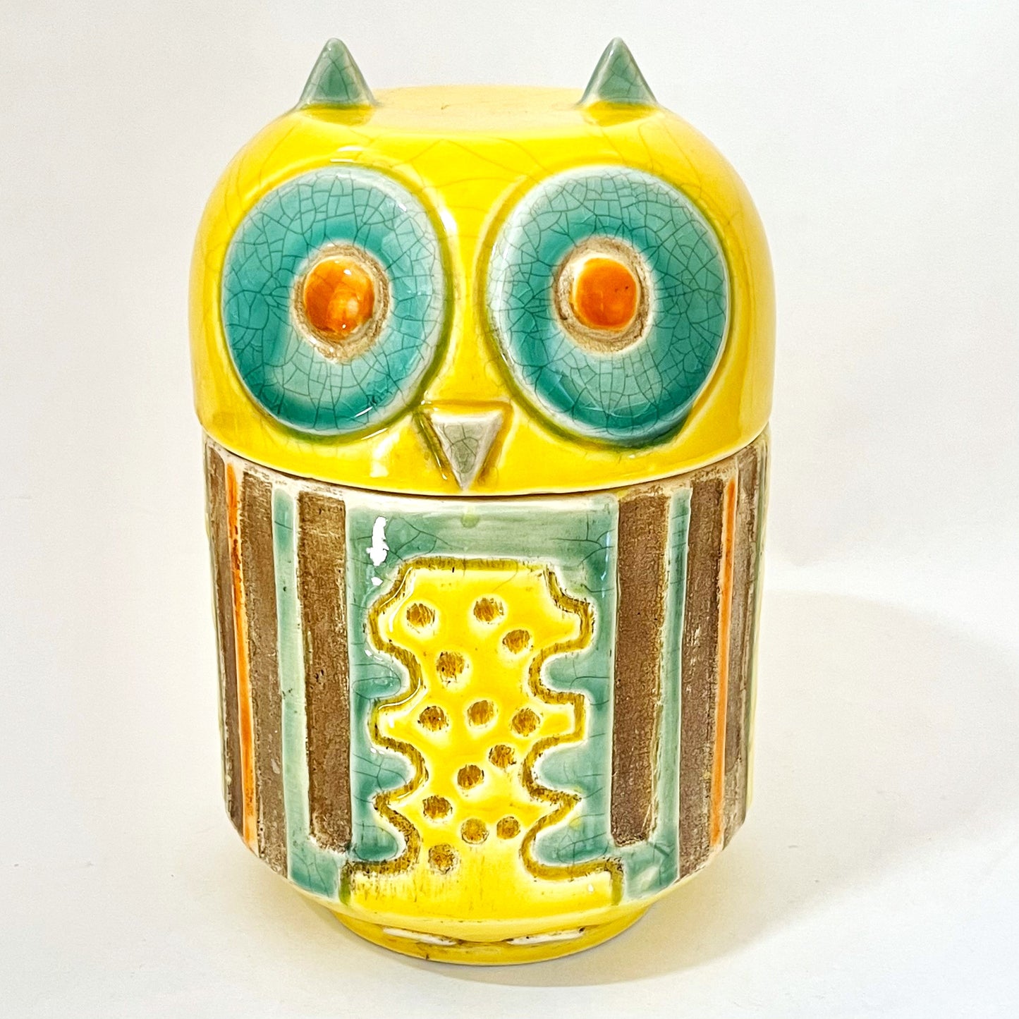 フクロウ蓋つき小物入れ アジアン陶器