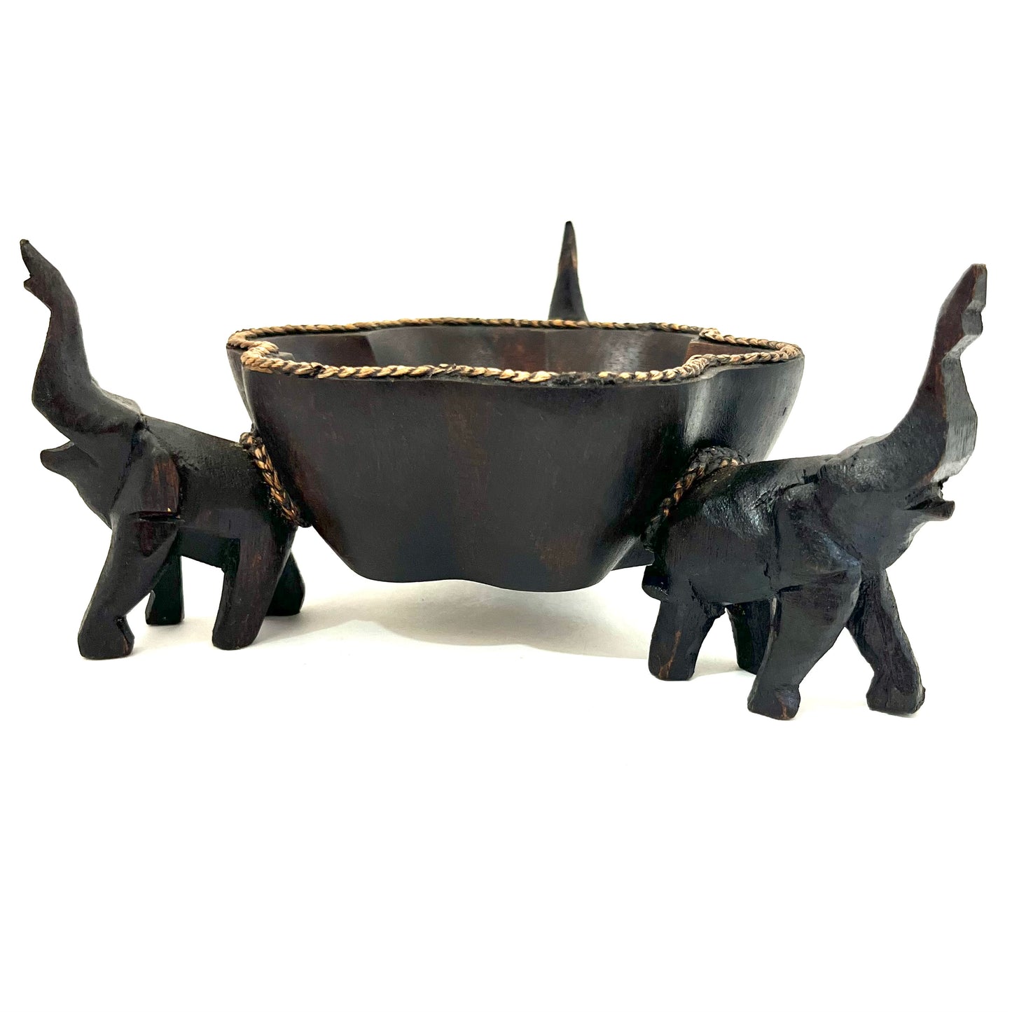 ゾウ木彫りオブジェクト(小) ハンドメイド フラワーウッド