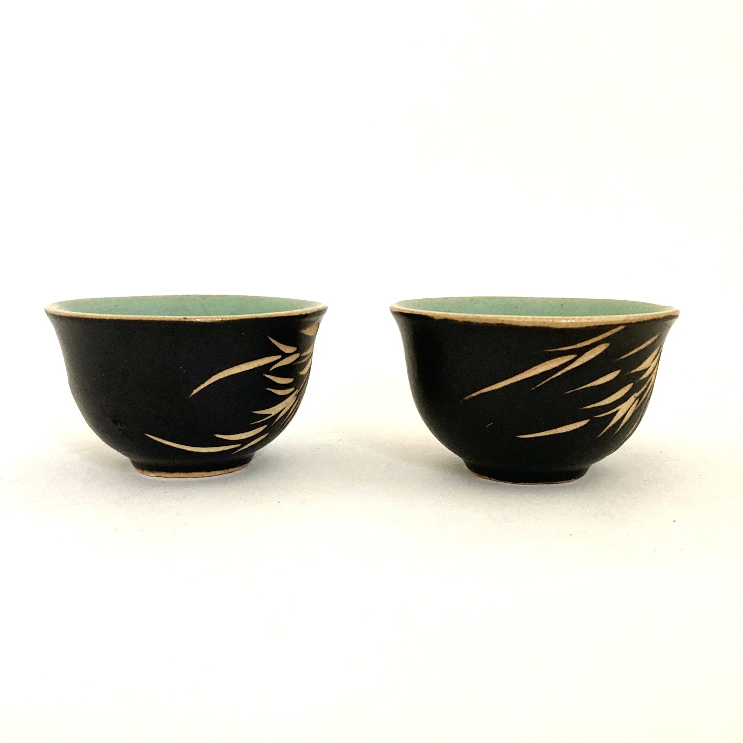 ミニカップ2客セット ヒスイ ベトナム陶器