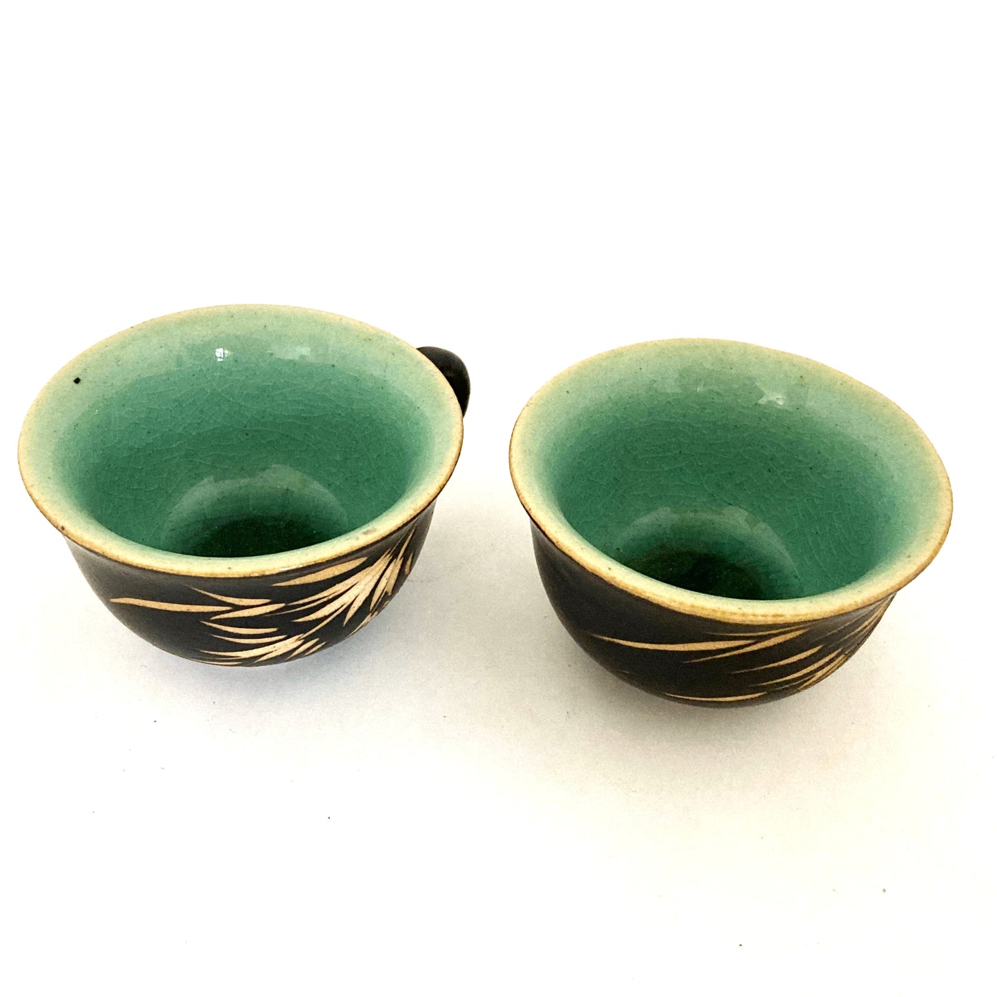 ミニカップ2客セット ヒスイ ベトナム陶器