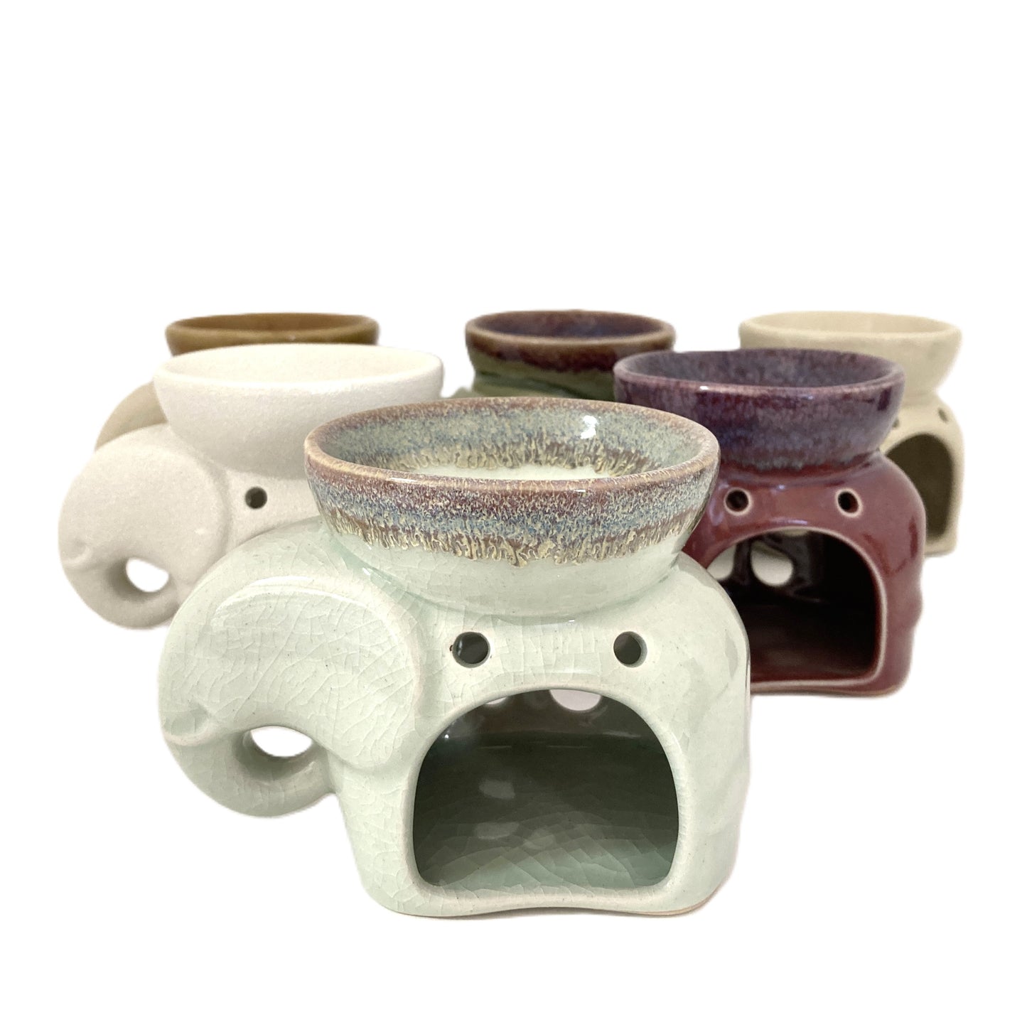 ゾウのアロマポット アジアン陶器 7カラー