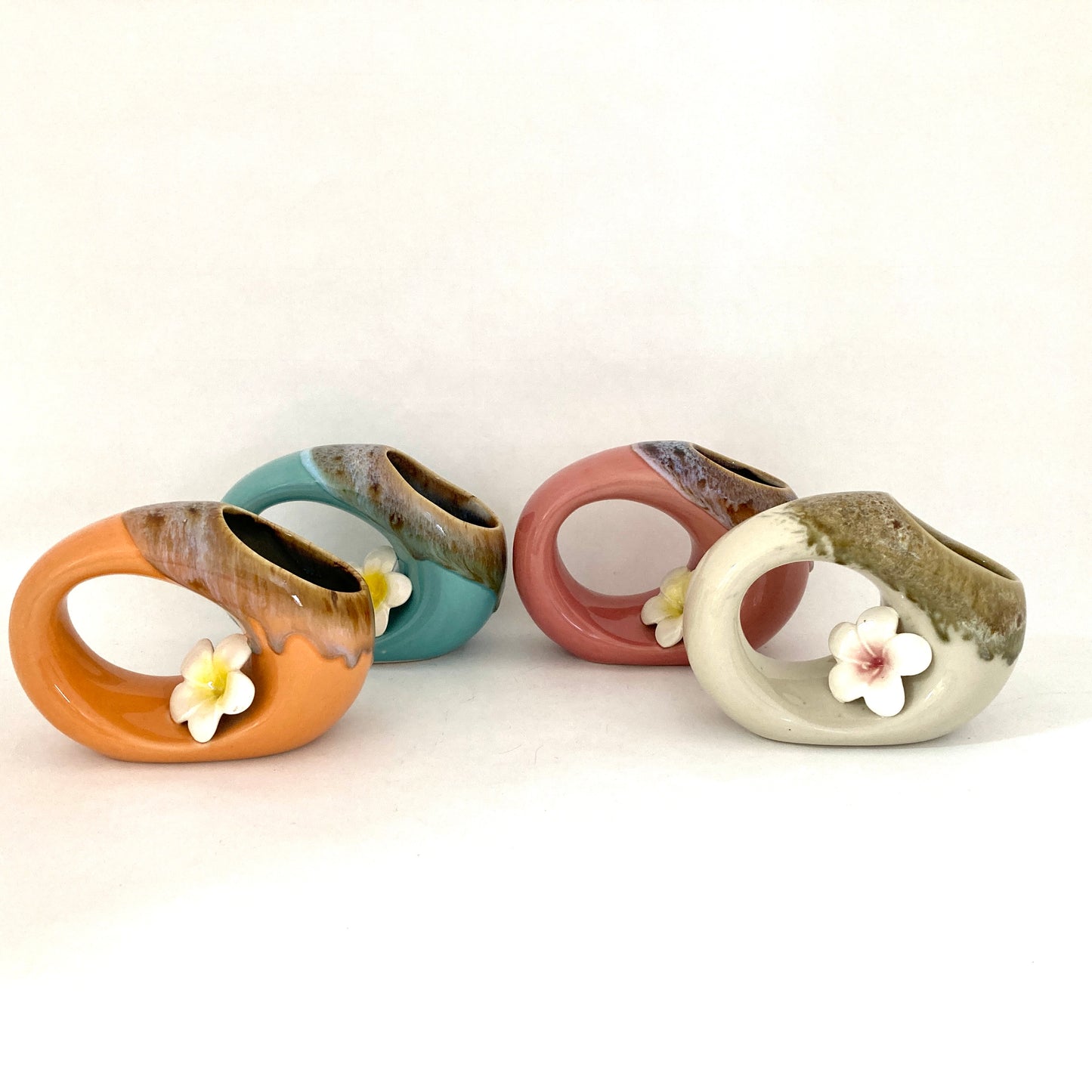 プルメリアの花瓶 4カラー アジアン陶器