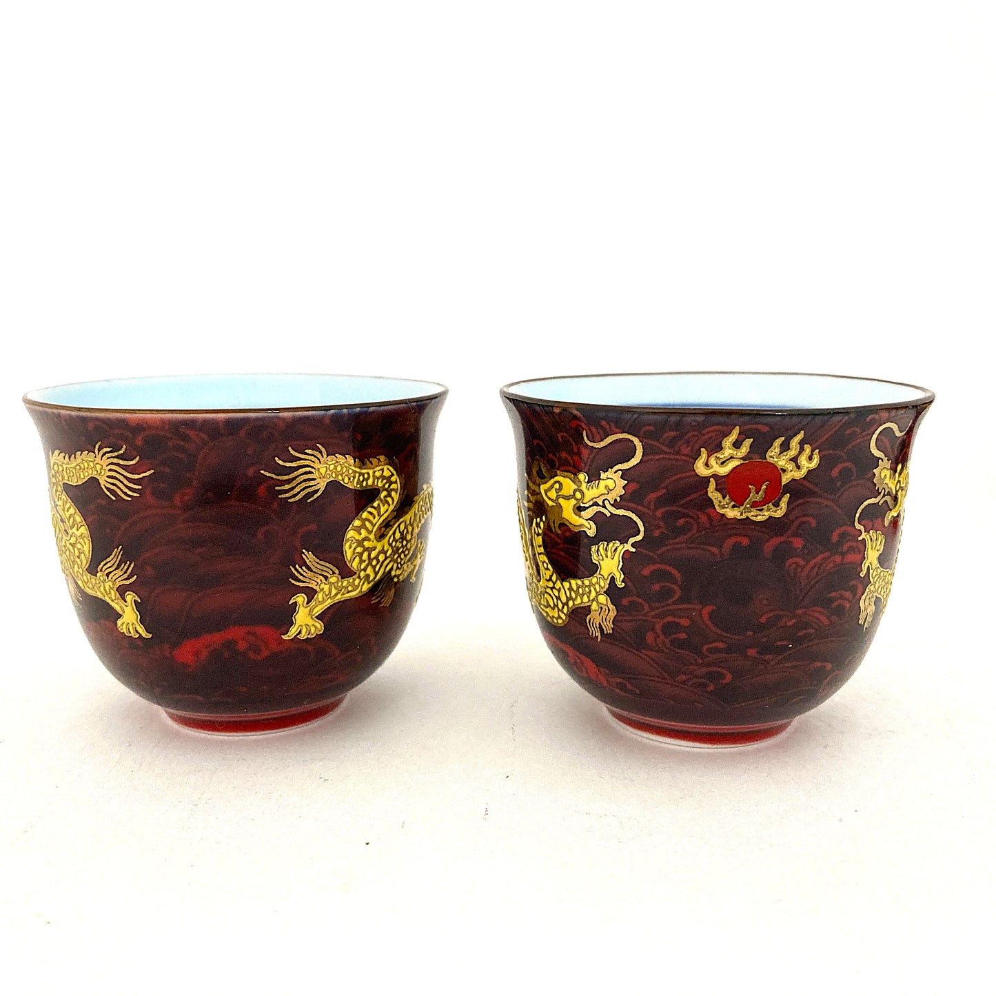 ドラゴンのティーカップポットセット レッド アジアン陶器