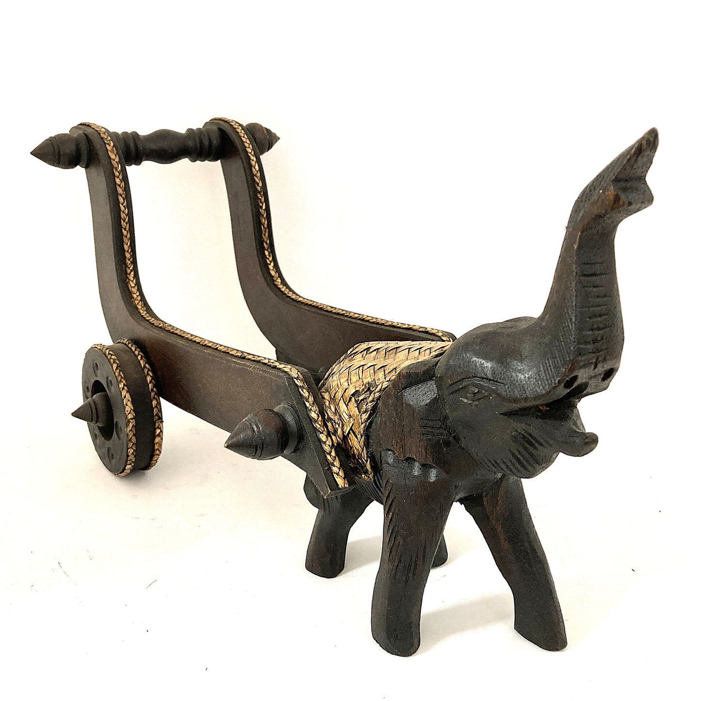 ゾウ木彫りワインラック ハンドメイド 押し車
