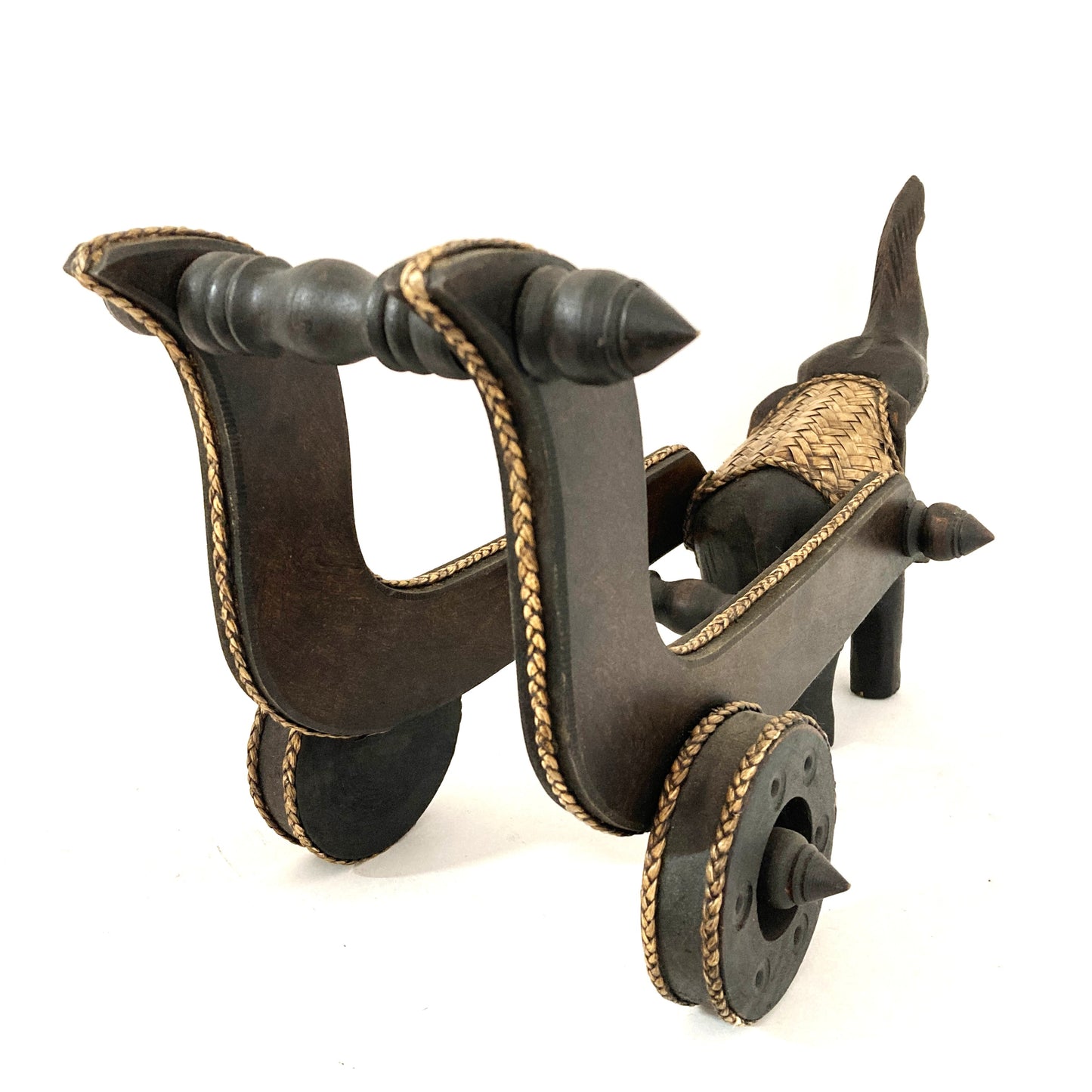 ゾウ木彫りワインラック ハンドメイド 押し車