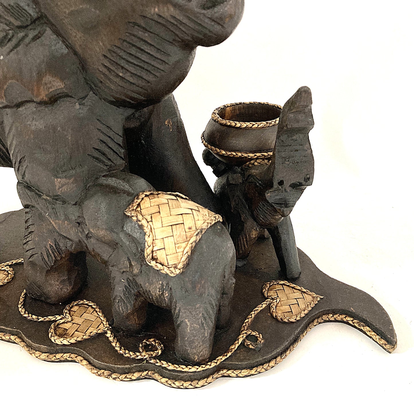 ゾウ木彫りワインラック ハンドメイド 親子