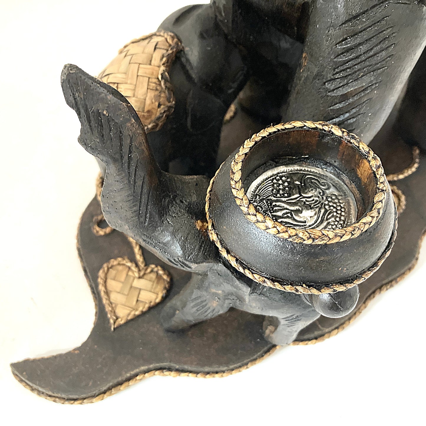 ゾウ木彫りワインラック ハンドメイド 親子