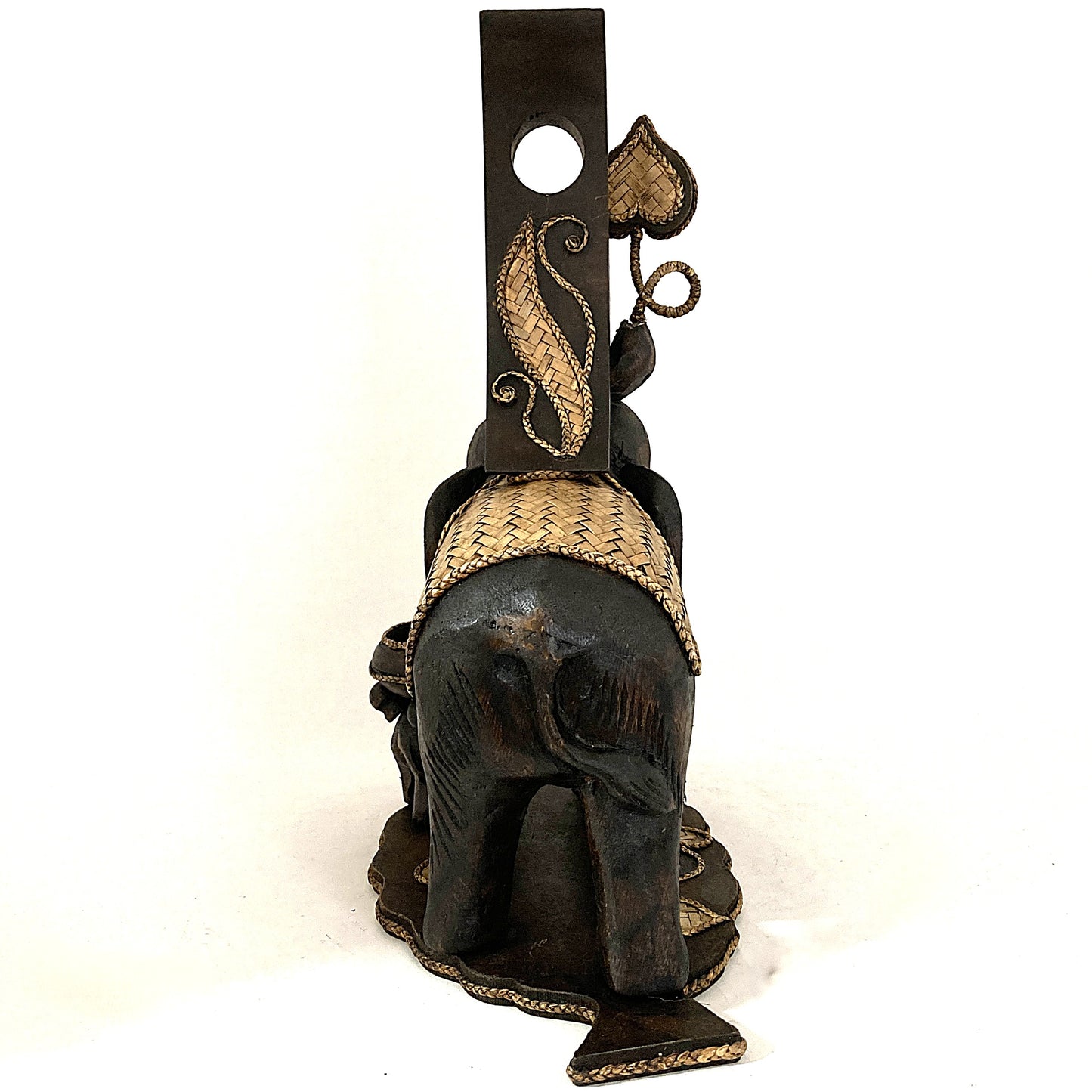 ゾウ木彫りワインラック ハンドメイド 親子