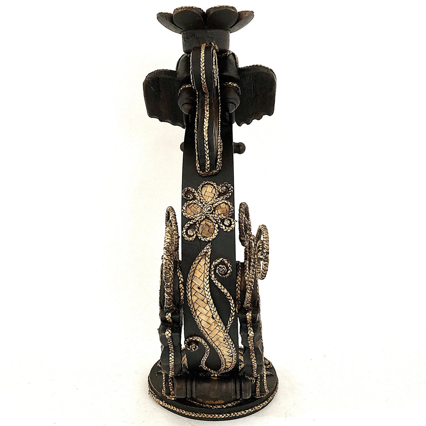 ゾウ木彫りワインラック ハンドメイド フラワー