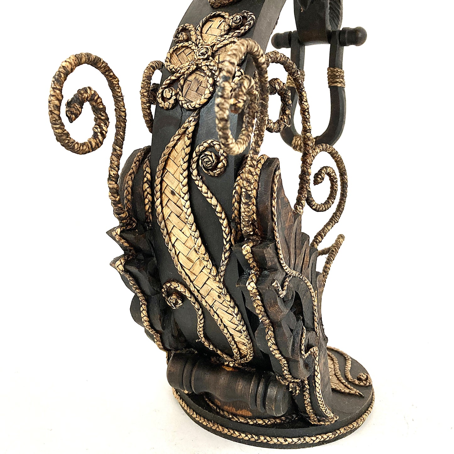 ゾウ木彫りワインラック ハンドメイド フラワー