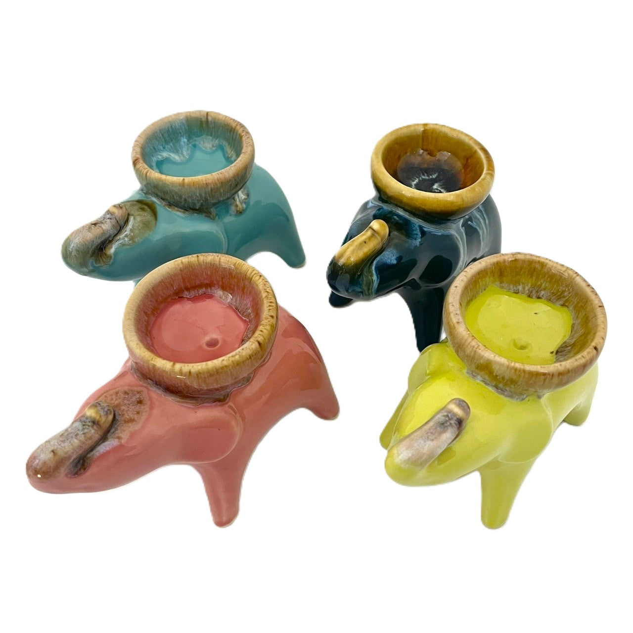 ゾウのお香立て 4カラー アジアン陶器