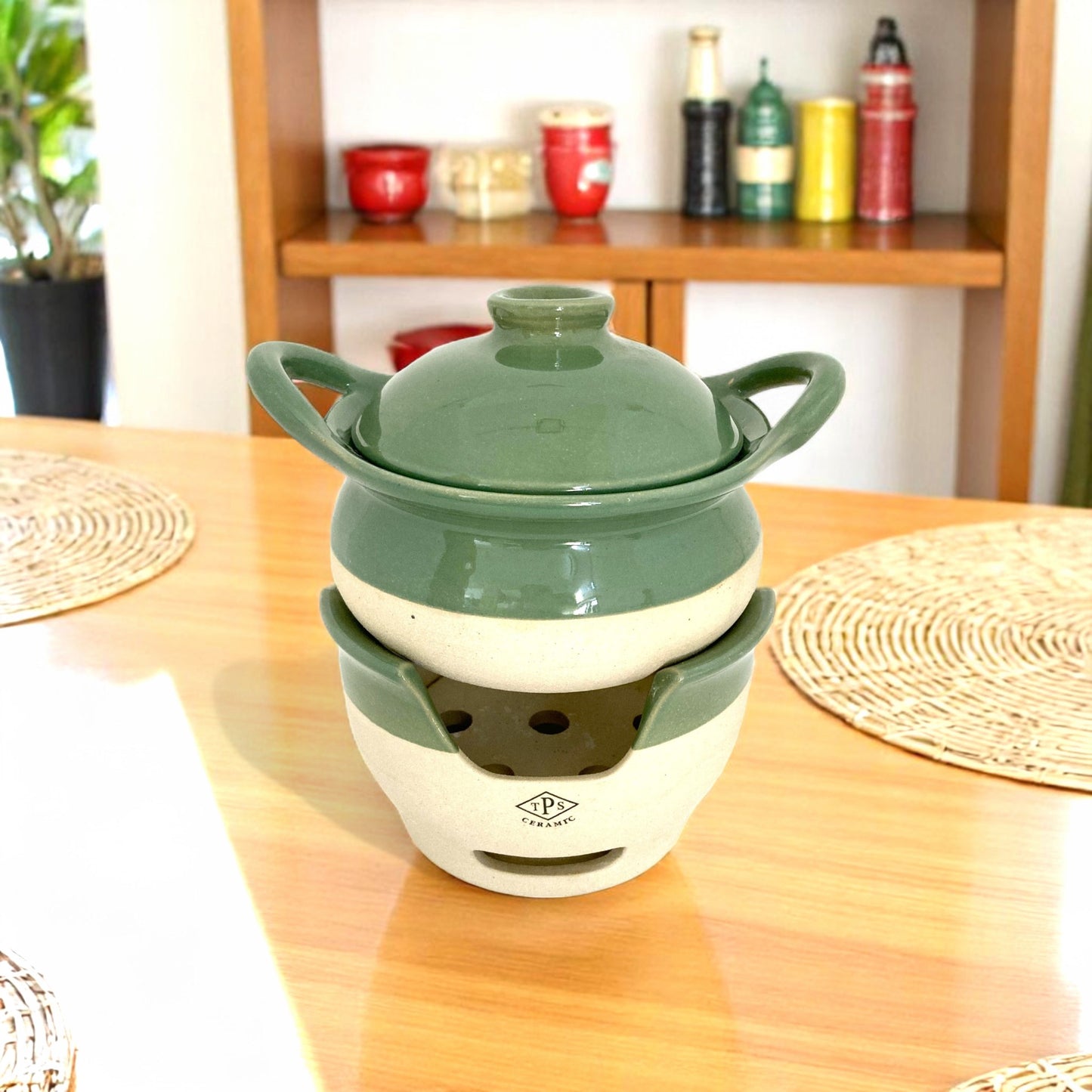 TPS CERAMIC 土鍋 コンロセット(グリーン)