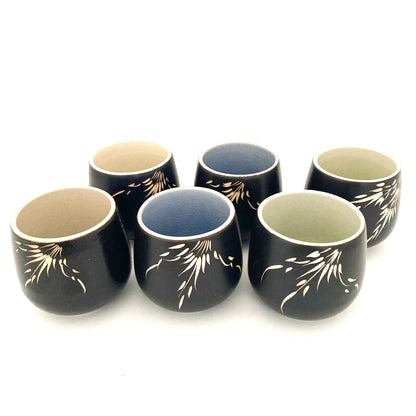 湯呑　2個セット　ベトナム陶器　3カラー