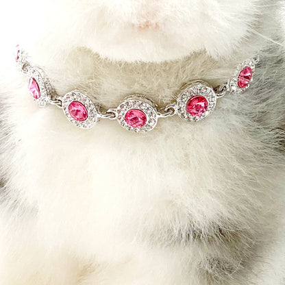 ペットアクセサリー　超小型犬　子犬　子猫　シルバー×ピンク