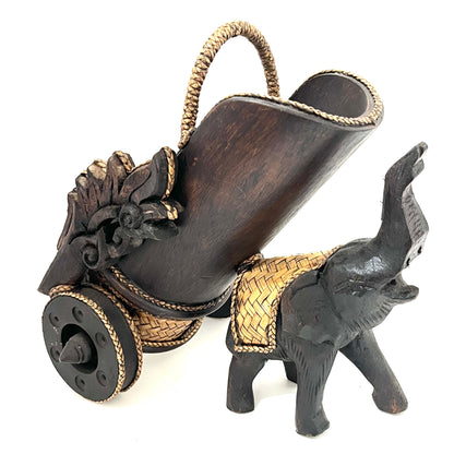 ゾウ木彫りワインラック　ハンドメイド　ストレージ車