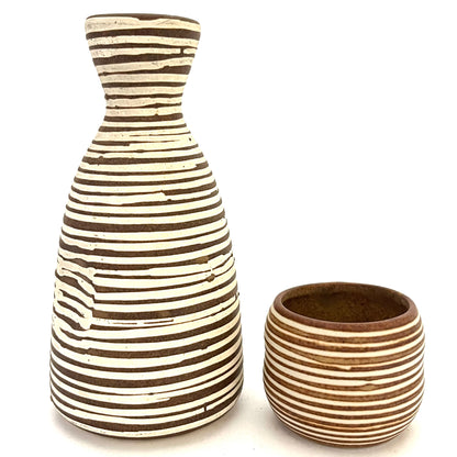 とっくりおちょこ酒器セット おちょこ４個　ブラウン