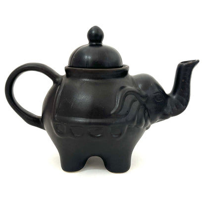 ゾウのティーポットセット　アジアン陶器　マットブラック