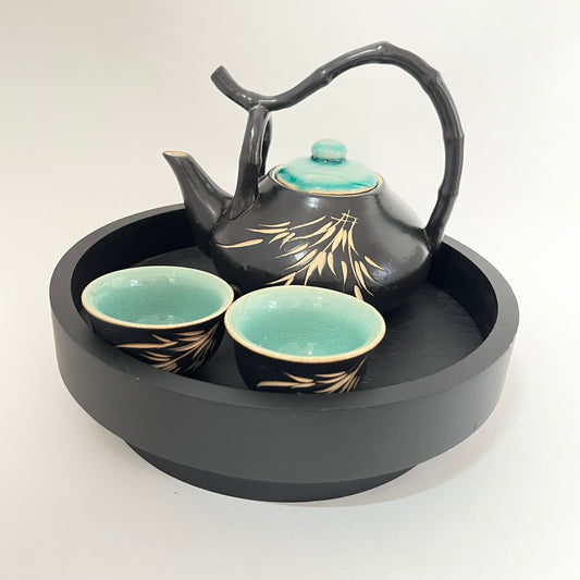 急須茶器セット　ベトナム陶器　ブラック