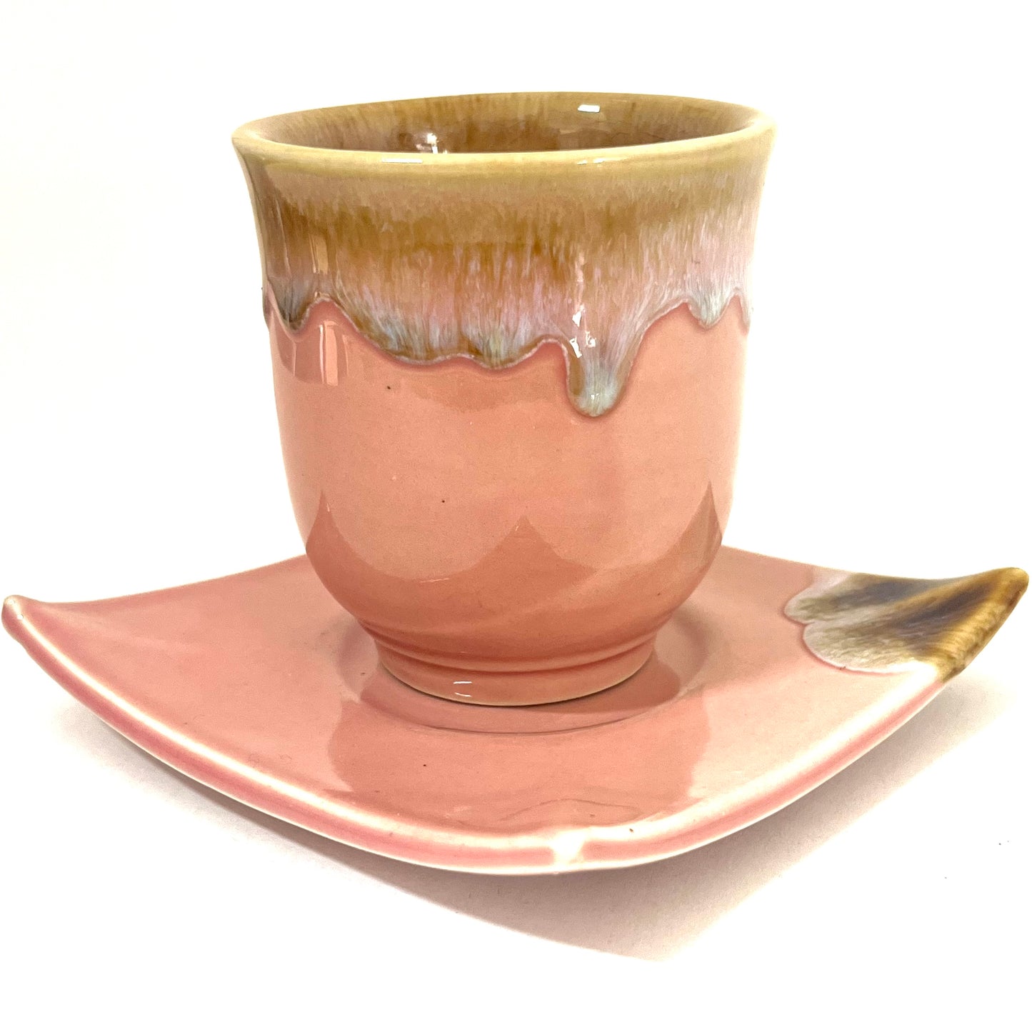カップ＆ソーサ　アジアン陶器　ピンク　