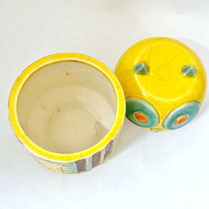 フクロウ蓋つき小物入れ　アジアン陶器　