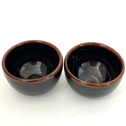 ゾウのティーポットセット　アジアン陶器　ダークブラウン