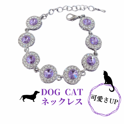 ペットアクセサリー　超小型犬　子犬　子猫　シルバー×パープル