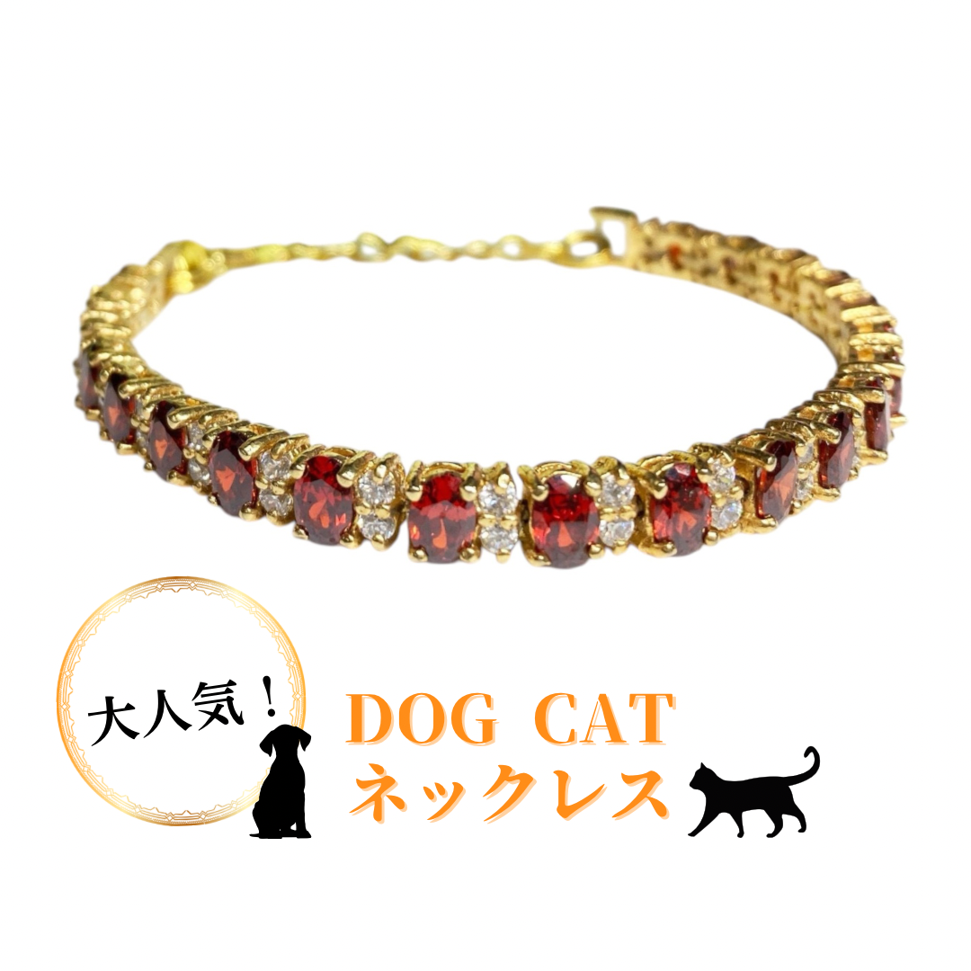 ペットアクセサリー　超小型犬　子犬　子猫 　ゴールド×レッド