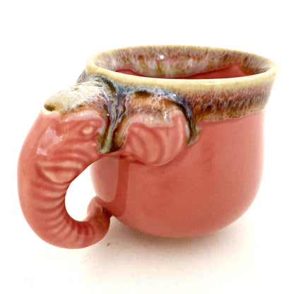 ゾウのカップ＆ソーサー　アジアン陶器　ピンク