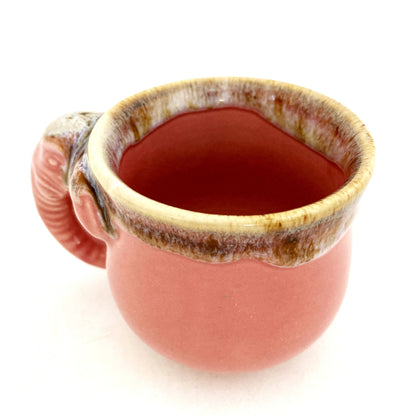 ゾウのカップ＆ソーサー　アジアン陶器　ピンク