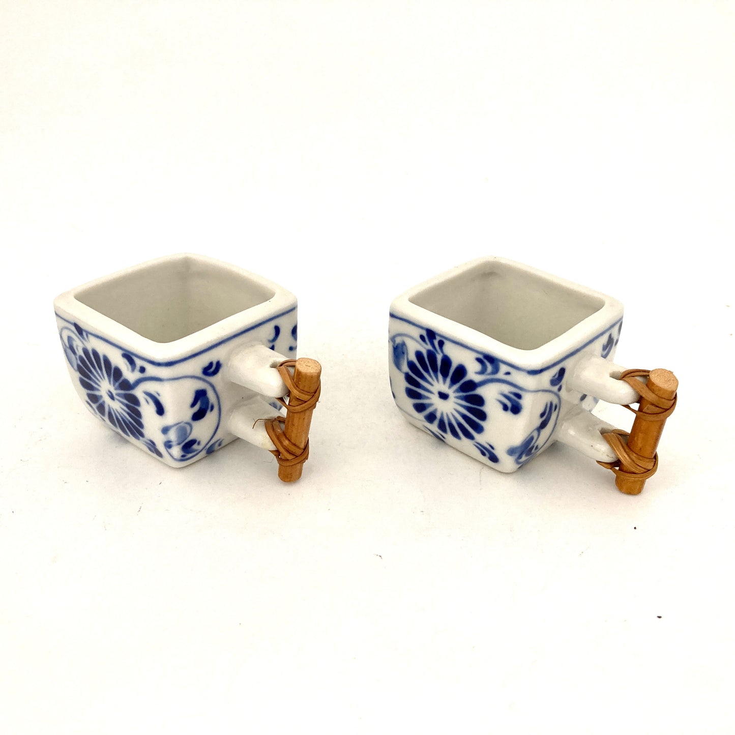 ティーポット＆ミニカップセット　ブルーホワイト　ベトナム陶器