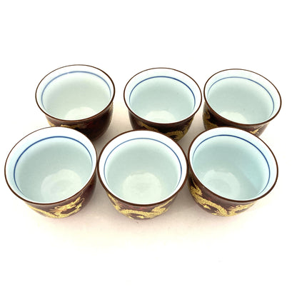 ドラゴンのティーカップポットセット　レッド　アジアン陶器