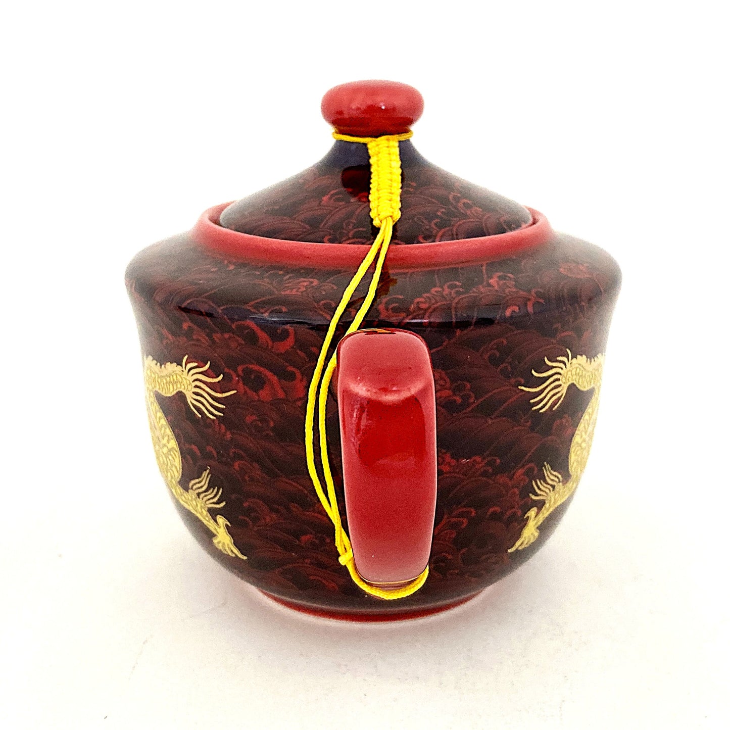 ドラゴンのティーカップポットセット　レッド　アジアン陶器