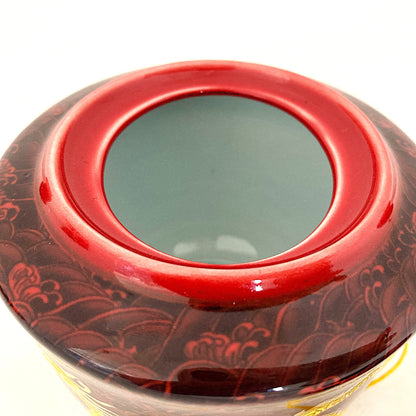 ドラゴンのティーカップポットセット　レッド　アジアン陶器