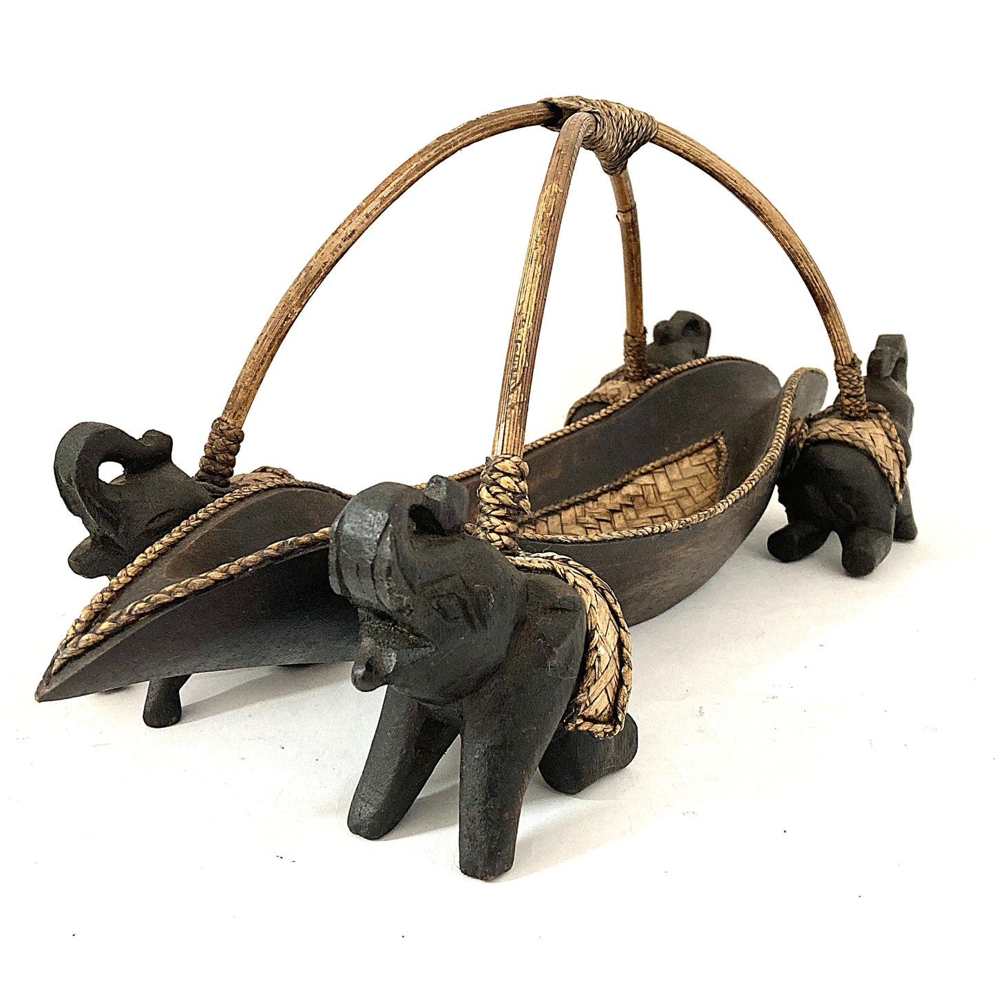 ゾウ木彫りワインラック　ハンドメイド　