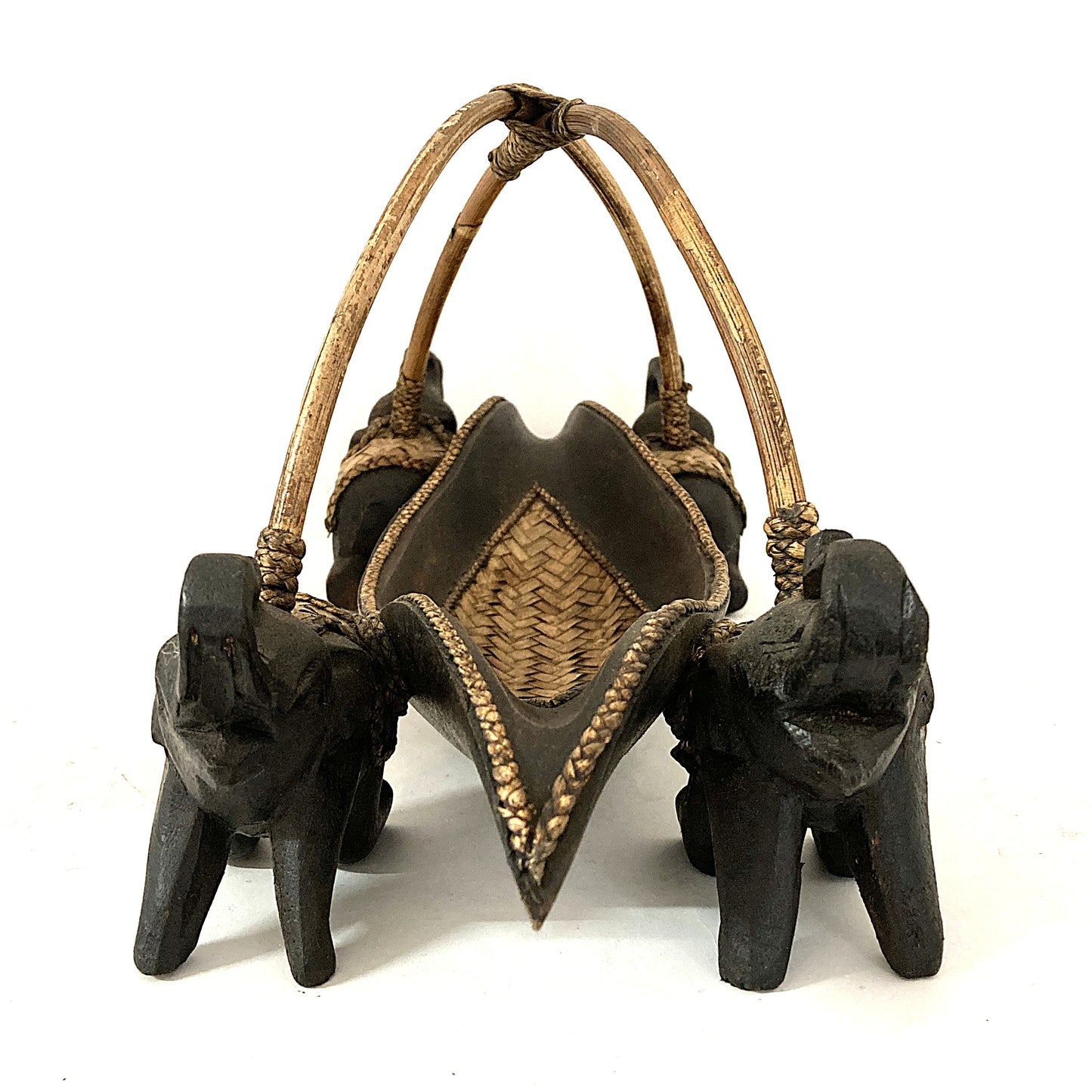 ゾウ木彫りワインラック　ハンドメイド　