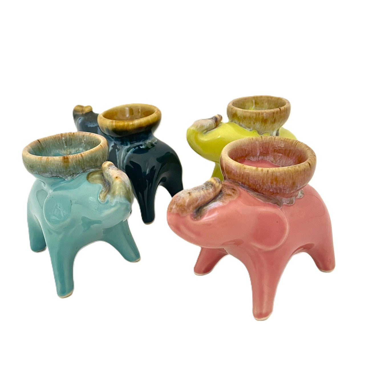 ゾウのお香立て　4カラー　アジアン陶器